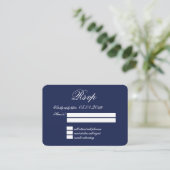 Tiny Elegant Minimal Navy Blue Wedding RSVP Begleitkarte (Stehend Vorderseite)