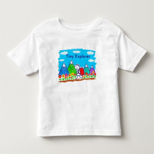 Tiny Explorer Stick Figure Hiking Illustration Kleinkind T-shirt (Vorderseite)