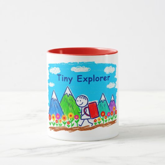 Tiny Explorer Stick Figure Hiking Illustration Tasse (Zentrum)