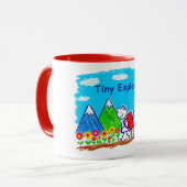 Tiny Explorer Stick Figure Hiking Illustration Tasse (Vorderseite Links)