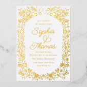 Tiny Floral Couple's Engagement Party Folieneinladung (Vorderseite)