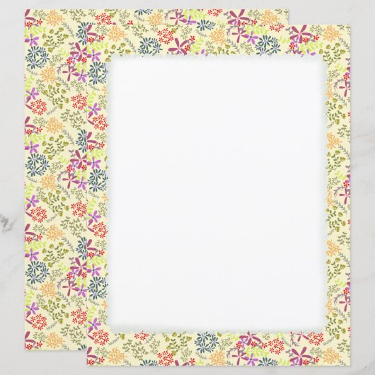 Tiny Floral Cream Stationery Paper (Vorne/Hinten)