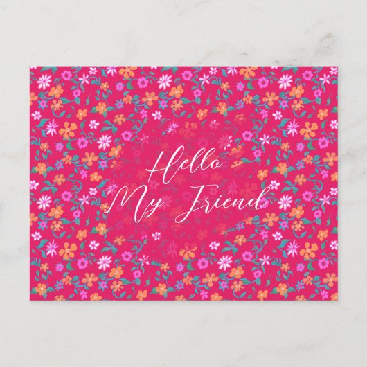 Tiny Floral Pattern Custom Friendship Postcard Postkarte (Vorderseite)