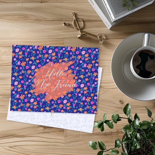 Tiny Floral Pattern Custom Friendship Postcard Postkarte