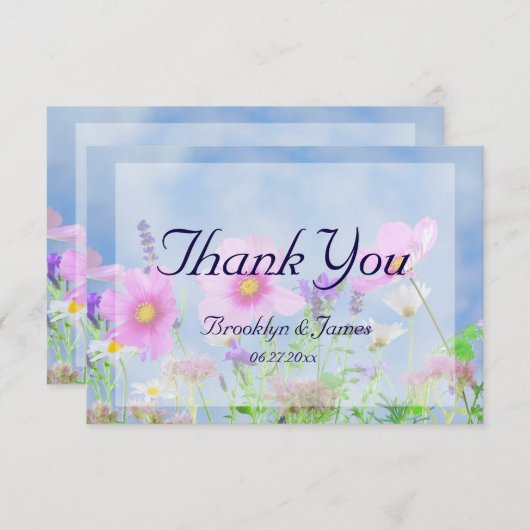 Tiny Floral Wedding danke Ihnen Card Wild Blume (Vorne/Hinten)