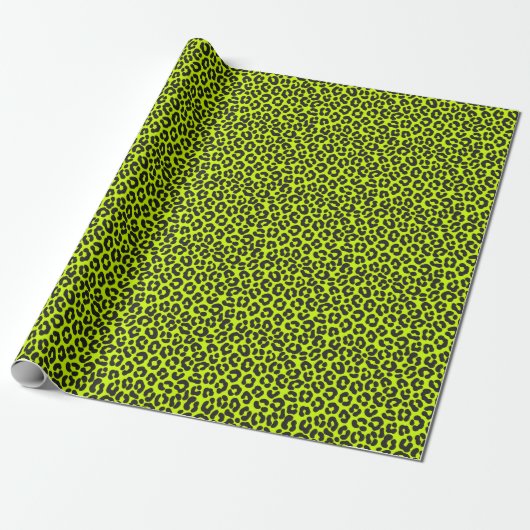 Tiny Fluorescent Lime Green Leopard Print Geschenkpapier (Ungerollt)