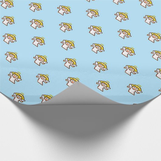 Tiny Flying Angels auf Blue Geschenkpapier (Ecke)