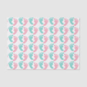 Tiny Footprints Baby Reveal Party Tissue Paper Seidenpapier (Vorderseite)