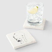 Tiny Gallery Labrador, Wintersport Steinuntersetzer (Seitenansicht)