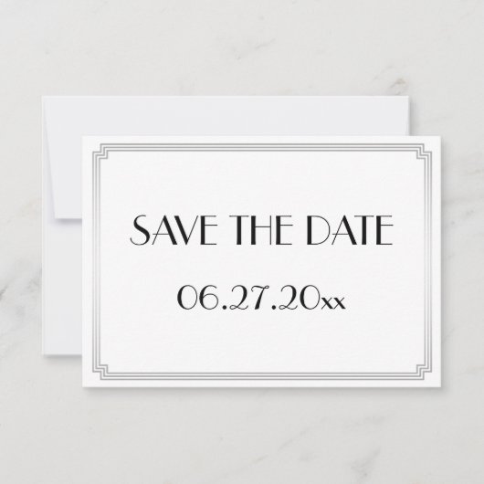 Tiny Gatsby Art Deco Silver Wedding speichern das Save The Date (Vorderseite)