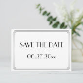 Tiny Gatsby Art Deco Silver Wedding speichern das Save The Date (Stehend Vorderseite)