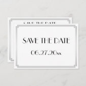 Tiny Gatsby Art Deco Silver Wedding speichern das Save The Date (Vorne/Hinten)