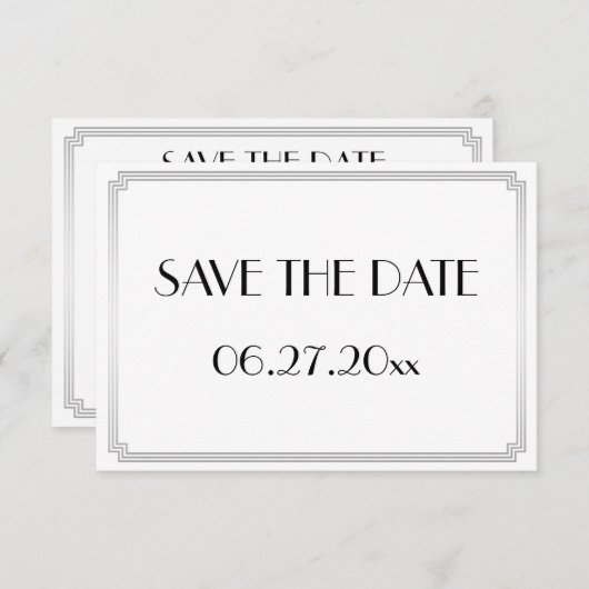 Tiny Gatsby Art Deco Silver Wedding speichern das Save The Date (Vorne/Hinten)