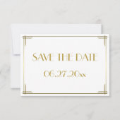 Tiny Gatsby Gold Art Deco Save the Date Karte (Vorderseite)