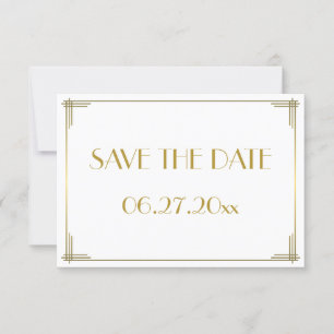Tiny Gatsby Gold Art Deco Save the Date Karte