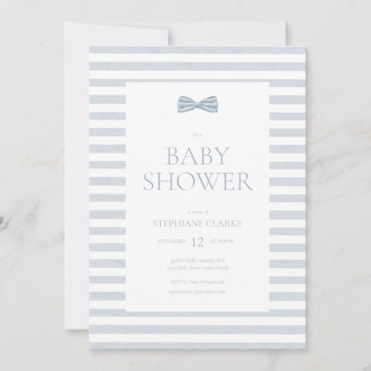 Tiny Gentleman Watercolor Bow Krawatte Einladung (Vorderseite)