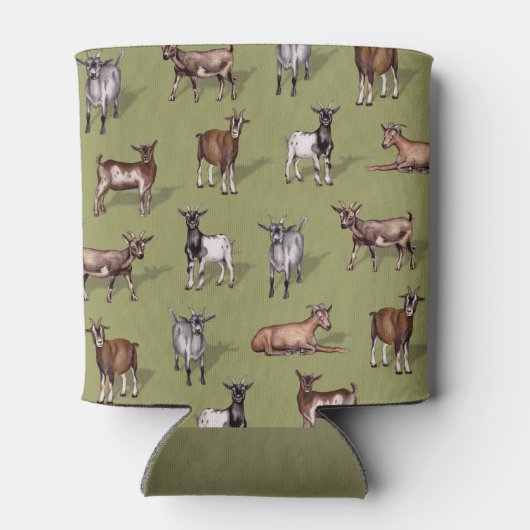 Tiny Goats on Green - Goat Herd Pattern Dosenkühler (Rückseite)