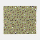 Tiny Goats on Green - Goat Herd Pattern Fleecedecke (Vorderseite (Horizontal))