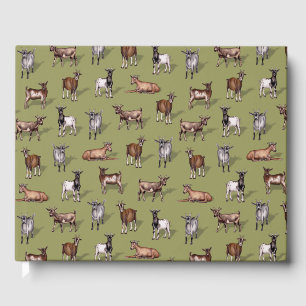 Tiny Goats on Green - Goat Herd Pattern Gästebuch