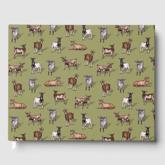 Tiny Goats on Green - Goat Herd Pattern Gästebuch (Vorderseite)