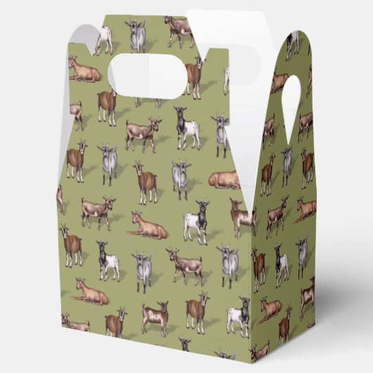 Tiny Goats on Green - Goat Herd Pattern Geschenkschachtel (Geöffnet)