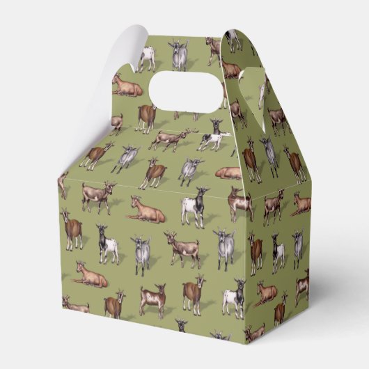 Tiny Goats on Green - Goat Herd Pattern Geschenkschachtel (Vorderseite)