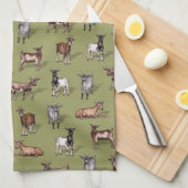 Tiny Goats on Green - Goat Herd Pattern Geschirrtuch (Viertel Falte)