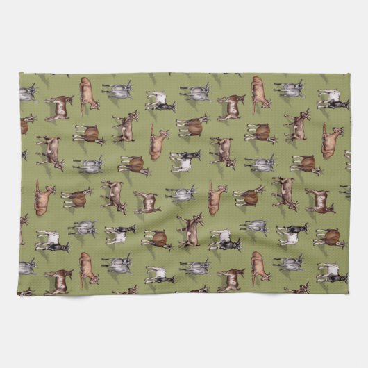 Tiny Goats on Green - Goat Herd Pattern Geschirrtuch (Horizontal)