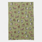 Tiny Goats on Green - Goat Herd Pattern Geschirrtuch (Vertikal)
