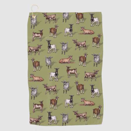 Tiny Goats on Green - Goat Herd Pattern Golfhandtuch (Vorderseite)