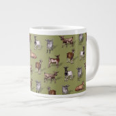 Tiny Goats on Green - Goat Herd Pattern Jumbo-Tasse (Vorderseite Rechts)