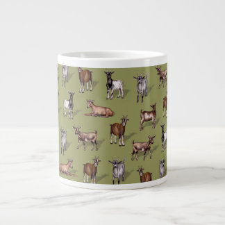 Tiny Goats on Green - Goat Herd Pattern Jumbo-Tasse