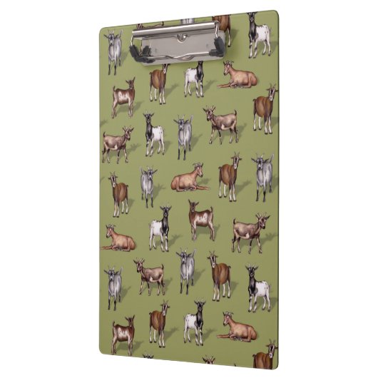Tiny Goats on Green - Goat Herd Pattern Klemmbrett (Links)