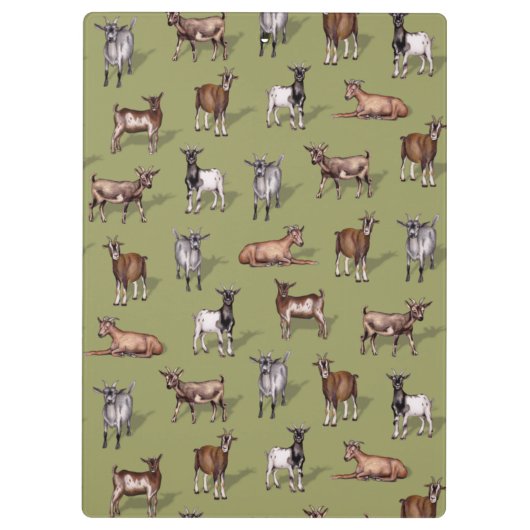 Tiny Goats on Green - Goat Herd Pattern Klemmbrett (Rückseite)