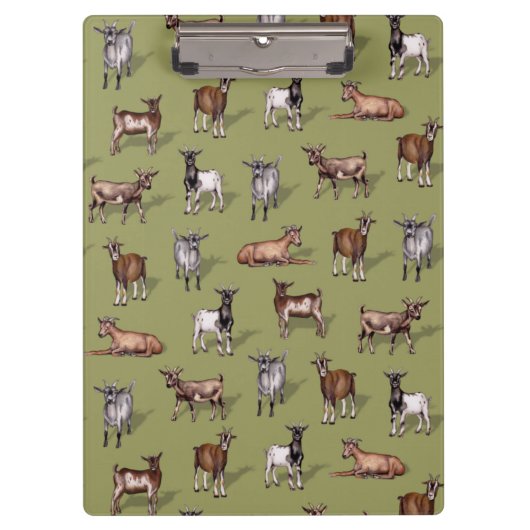 Tiny Goats on Green - Goat Herd Pattern Klemmbrett (Vorderseite)