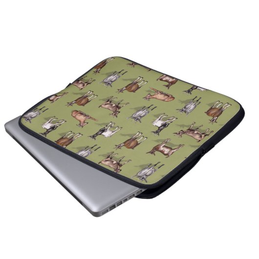 Tiny Goats on Green - Goat Herd Pattern Laptopschutzhülle (Vorne Knopf)