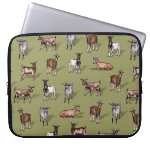 Tiny Goats on Green - Goat Herd Pattern Laptopschutzhülle