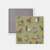 Tiny Goats on Green - Goat Herd Pattern Magnet (Vorderseite/Rückseite)