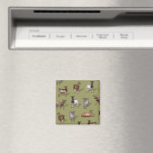 Tiny Goats on Green - Goat Herd Pattern Magnet (In Situ (Geschirrspüler))