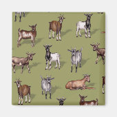 Tiny Goats on Green - Goat Herd Pattern Magnet (Vorne)