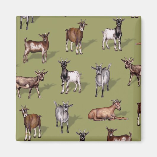 Tiny Goats on Green - Goat Herd Pattern Magnet (Vorne)
