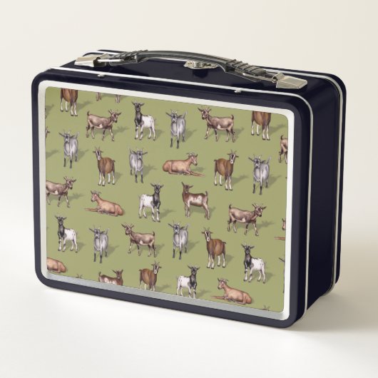 Tiny Goats on Green - Goat Herd Pattern Metall Brotdose (Rückseite)