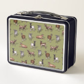 Tiny Goats on Green - Goat Herd Pattern Metall Brotdose (Vorderseite)