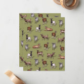 Tiny Goats on Green - Goat Herd Pattern Mitteilungskarte (Vorderseite/Rückseite Beispiel)