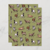 Tiny Goats on Green - Goat Herd Pattern Mitteilungskarte (Vorne/Hinten)