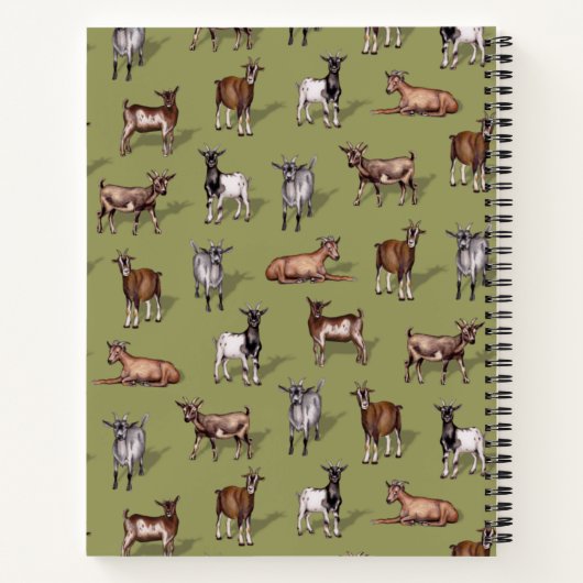 Tiny Goats on Green - Goat Herd Pattern Notizblock (Rückseite)