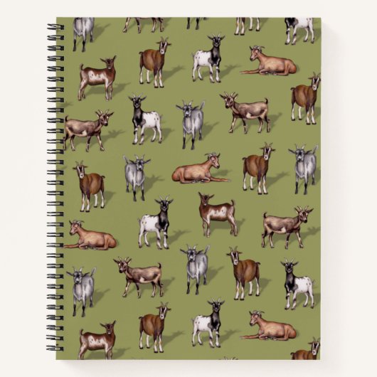 Tiny Goats on Green - Goat Herd Pattern Notizblock (Vorderseite)