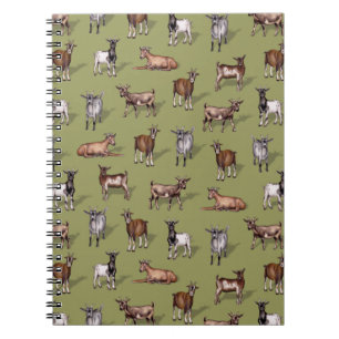 Tiny Goats on Green - Goat Herd Pattern Notizblock