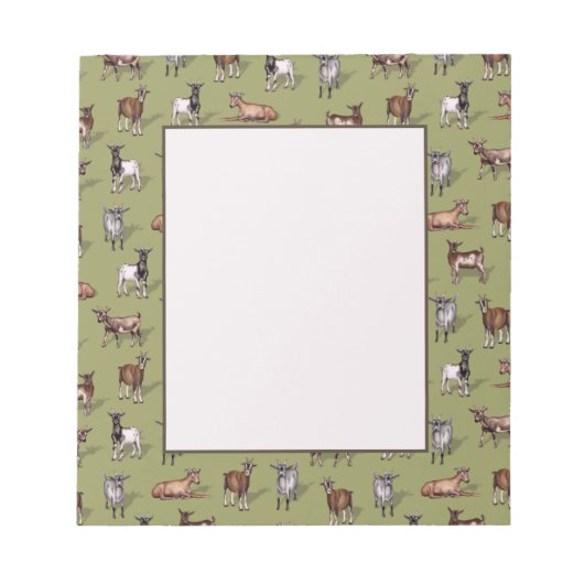 Tiny Goats on Green - Goat Herd Pattern Notizblock (Vorderseite)