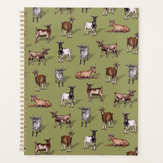Tiny Goats on Green - Goat Herd Pattern Planer (Vorderseite)